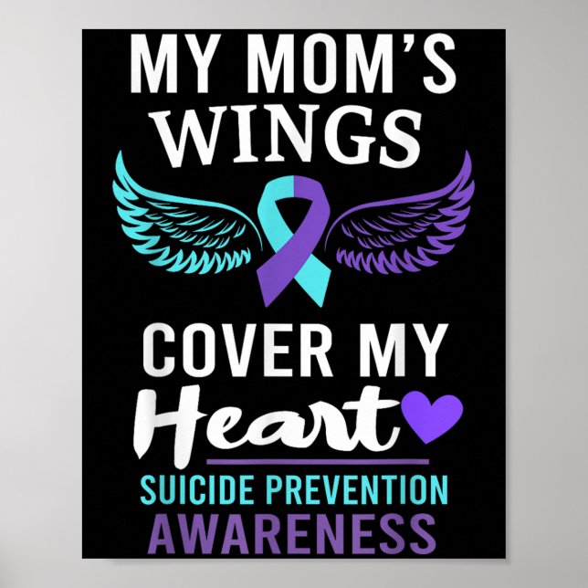 Póster My Mom's Wings Cover Heart Suicide Awareness Ribbo (Frente)