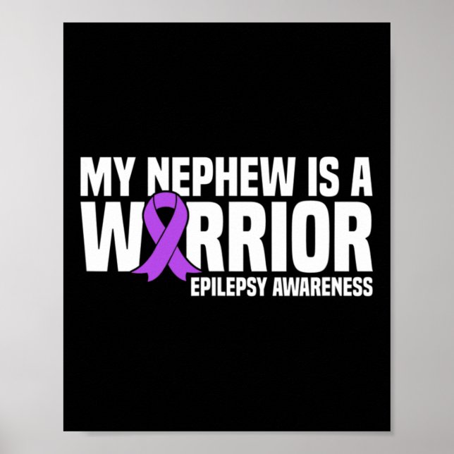 Póster My Nephew Is A Warrior Purple Ribbon Epilepsy Awar (Frente)