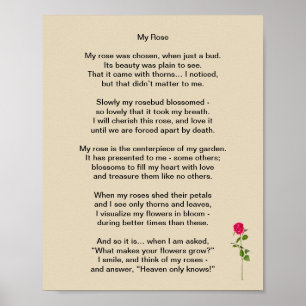 Póster "My Rose", a poem about Family Life