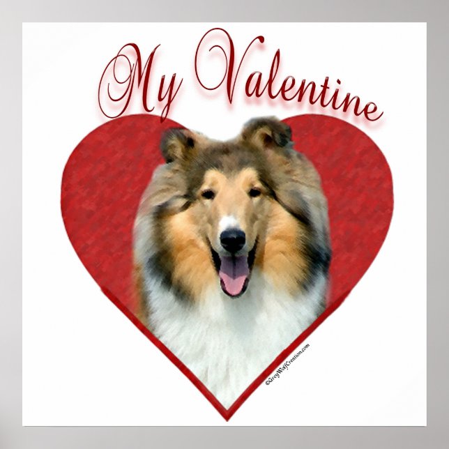 Póster My Rough Collie Valentine (Frente)