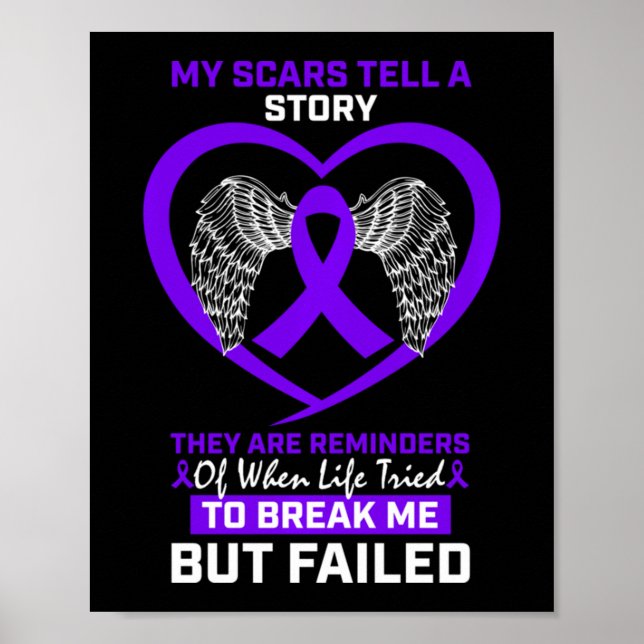 Póster My Scars Tell A Story Purple Hodgkin's Lymphoma Aw (Frente)