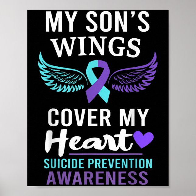 Póster My Son's Wings Cover Heart Suicide Awareness Ribbo (Frente)