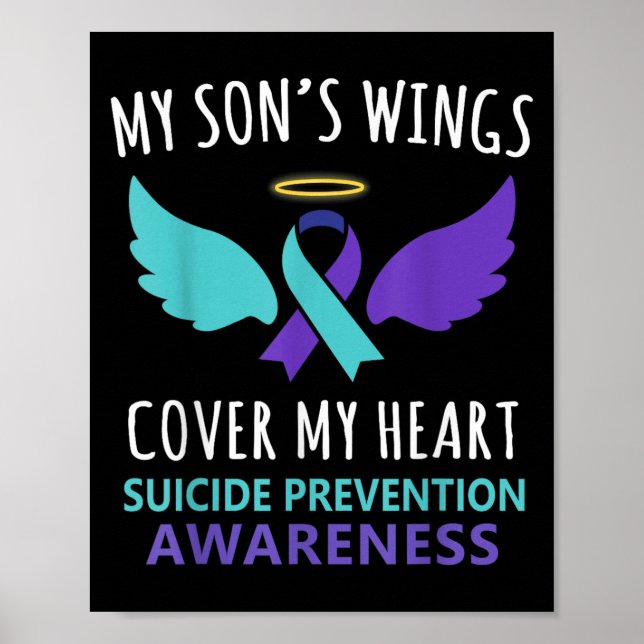 Póster My Son's Wings Cover Heart Suicide Awareness Ribbo (Frente)