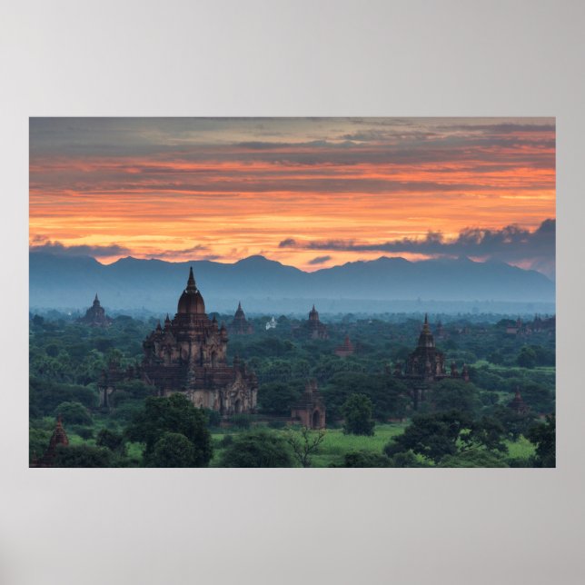 Póster Myanmar, el amanecer de Bagan (Frente)