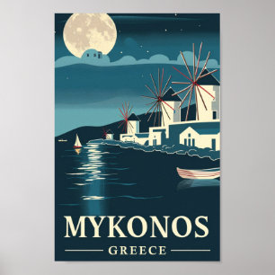 Póster Mykonos Grecia Viaje famoso