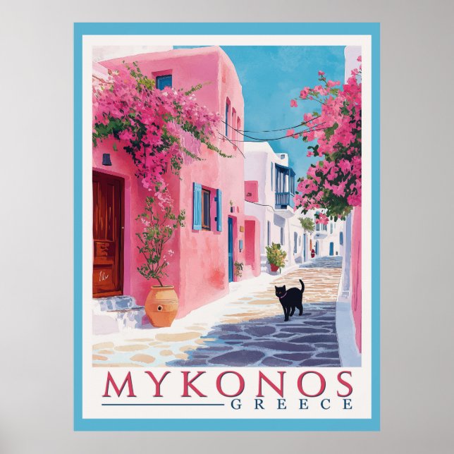 Póster Mykonos vintage, griego (Frente)