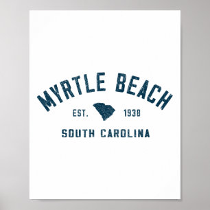 Póster Myrtle Beach Carolina del Sur Hombre Retro Throwck