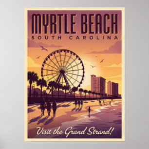 Póster Myrtle Beach Carolina del Sur Viajes Antiguos