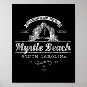 Póster Myrtle Beach Sc Vintage Nautical Tee
