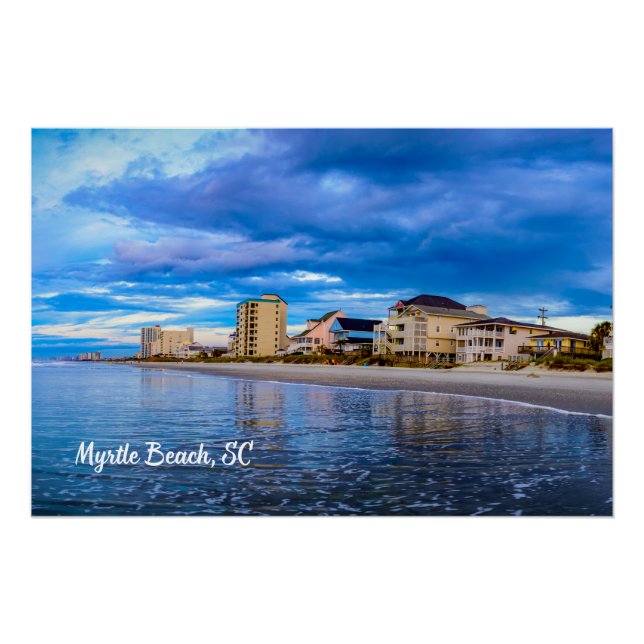 Póster Myrtle Beach, South Carolina Ocean Beach View (Anverso)