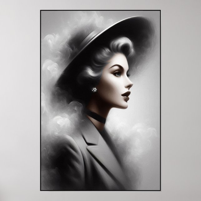 Póster Mysterious 1940's Female Portrait Art (Frente)