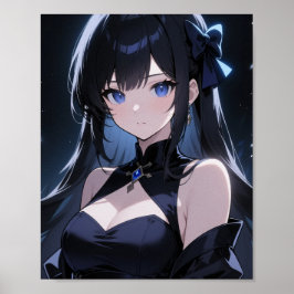 Póster  Mysterious anime girl with blue eyes
