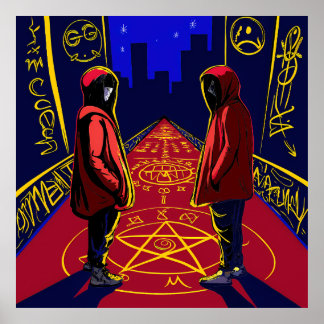 Póster Mysterious Figures on Symbolic Urban Path