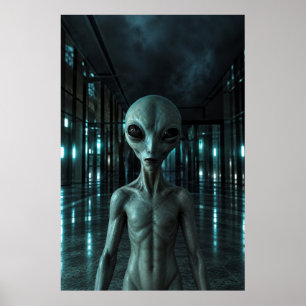 Póster Mysterious Grey Alien