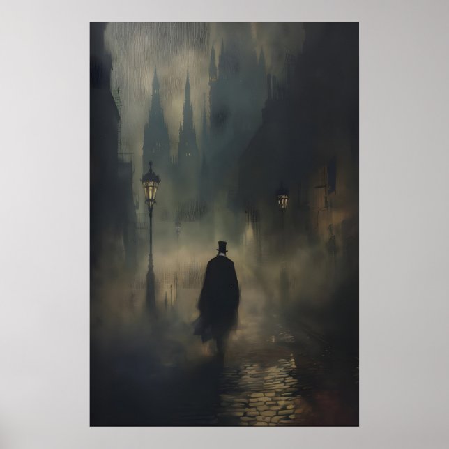 Póster Mysterious Victorian Man Jack the Ripper Walking (Frente)