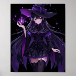 Póster Mysterious Witch with Purple Magic