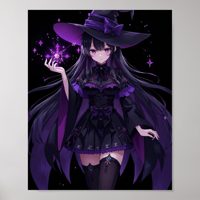 Póster Mysterious Witch with Purple Magic (Frente)