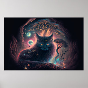 Póster Mystic Black Cat Art Poster