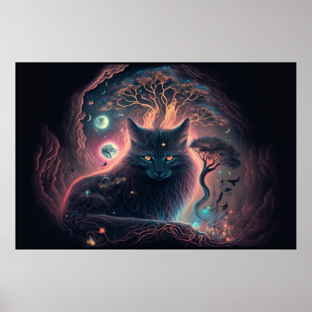 Póster Mystic Black Cat Art Poster (Frente)