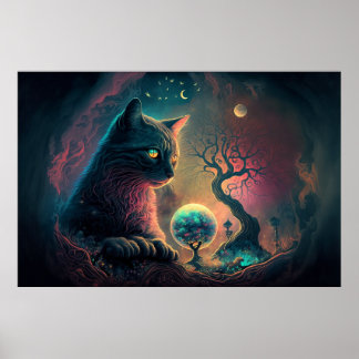 Póster Mystic Black Cat Art Poster