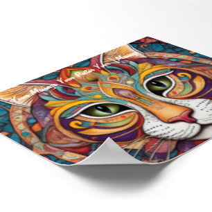 Póster Mystic Boho Feline Mandala