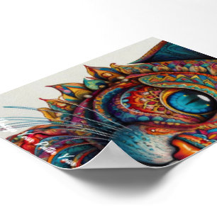 Póster Mystic Boho Feline Mandala