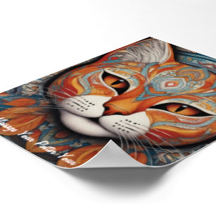 Póster Mystic Boho Feline Mandala