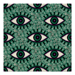 Póster "Mystic Emerald Eyes" - Psychedelic Swirl Seamless