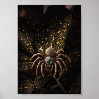 Póster Mystic Emerald Spider – Antique Golden Art