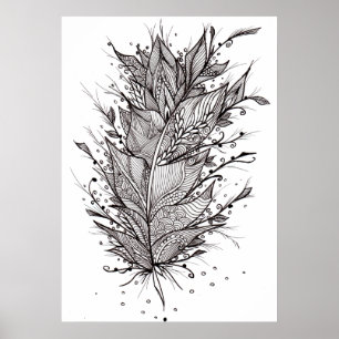 Póster Mystic Feather Lineart Poster