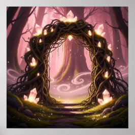 Póster Mystic Gate of Enchanted Forest Light