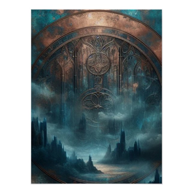 Póster Mystic Gothic Steampunk Art - Blue Copper Patina  (Anverso)
