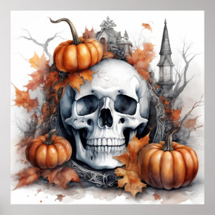 Póster Mystic Halloween Gothic Skull Art Mystical