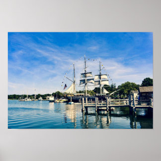 Póster Mystic Harbor Clipper Ship Poster