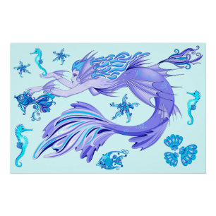 Póster Mystic Mermaid Fairy Purple Creple Ceramic Tile