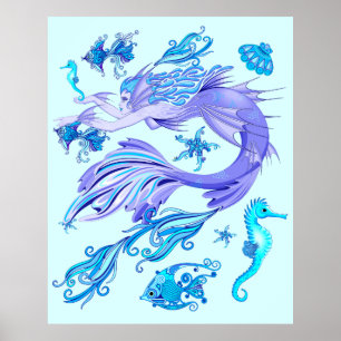 Póster Mystic Mermaid Fairy Purple Creple Ceramic Tile