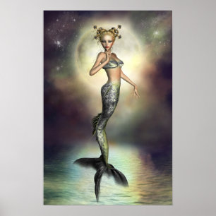 Póster Mystic Moon Mermaid