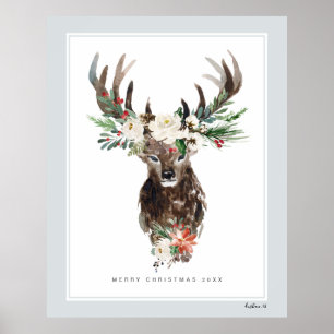 Póster Mystic Navidades Deer Head Flowers Bouquet
