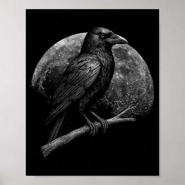 Póster Mystic Raven Moon Dark Folklore Witchcraft Viking  (Frente)