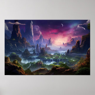 Póster Mystic Twilight Fantasy Landscape Poster