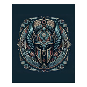 Póster Mystic Viking Rune Helmet