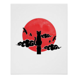 Póster Mystical Black Cat Illustration