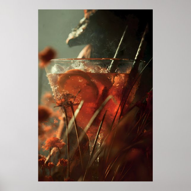 Póster Mystical Citrus Cocktail – Dark Botanical Art Prin (Frente)