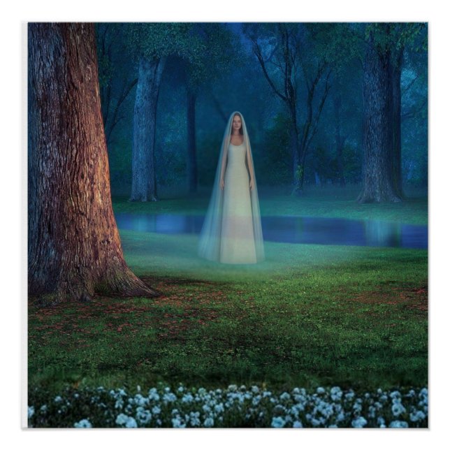 Póster Mystical Forest at Night – Fantasy Art (Anverso)