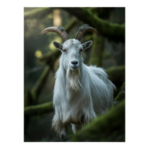 Póster Mystical Forest Goat Among Moss   Dark Fantasy