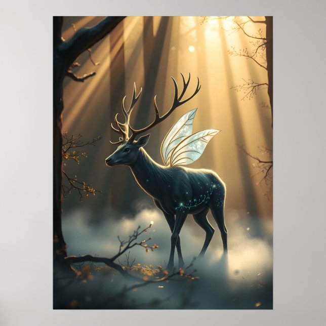 Póster Mystical Forest Stag with Fairy Wings (Frente)