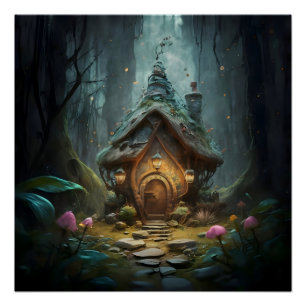 Póster "Mystical Gnome Cottage: Whimsical Mushroom Haven