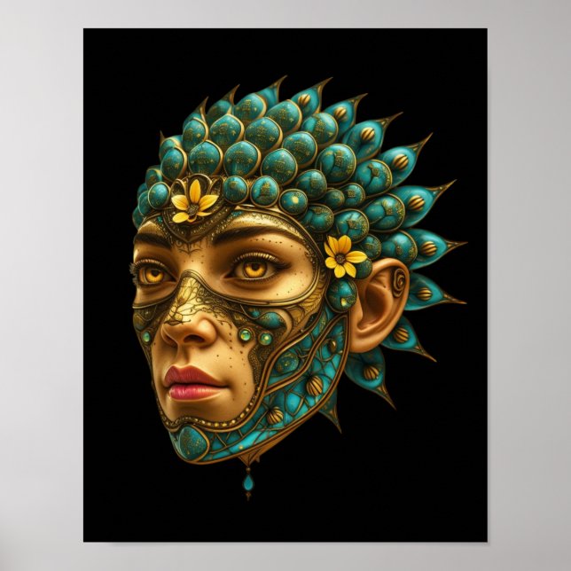 Póster Mystical Guardian Warrior Vision Futuristic Sci-Fi (Frente)