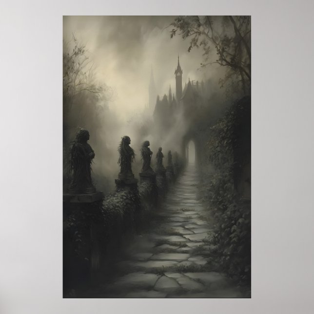 Póster Mystical Ivy Path Haunting Gothic Castle Art Dark (Frente)