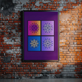 Póster Mystical Mandala Quartet: Atardecer a medianoche